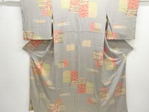 アンティーク　錦紗色紙に花模様着物